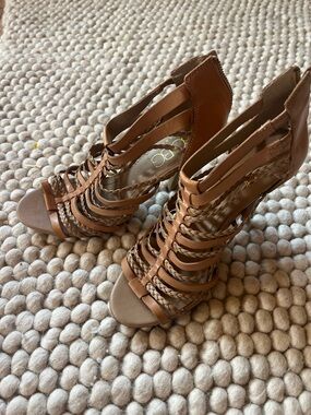 BCBG Braided Strappy High Heel Sandals - 7.5